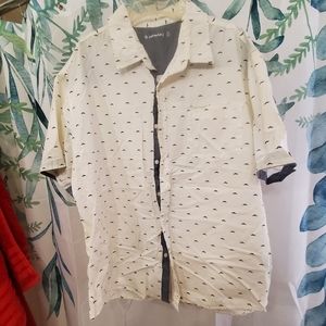 Airwalk button down shirt white /w black mustache print size 2x